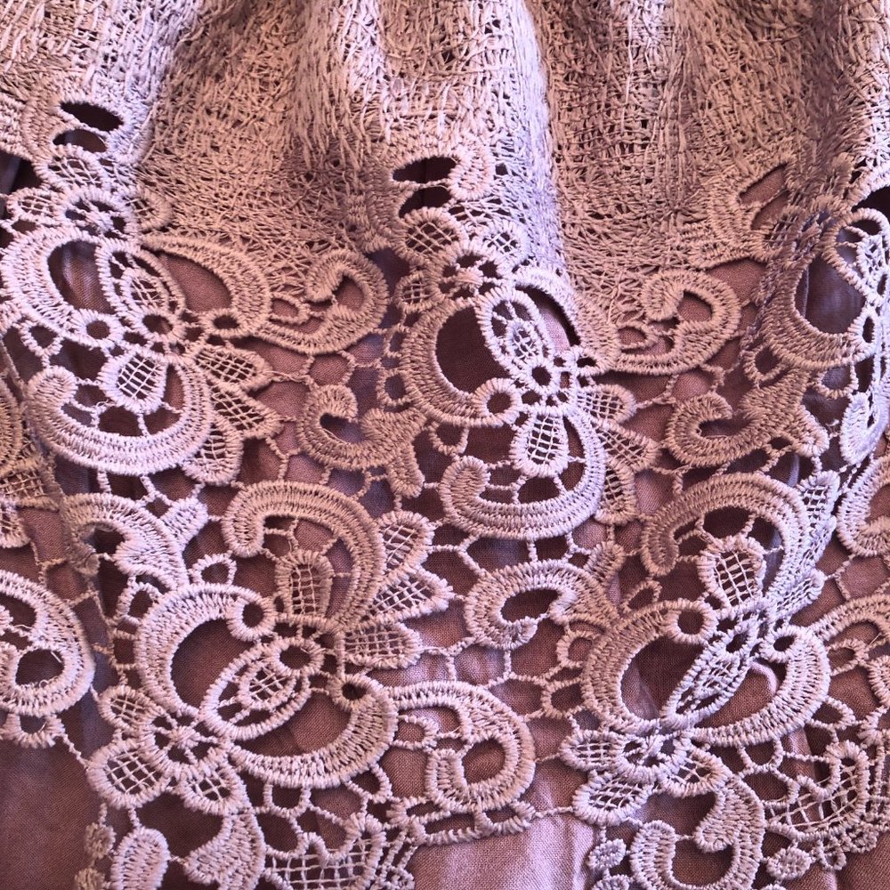 Charlotte Russe Mauve Lace Ruffle Strapless Boho Top | Size XS - Picture 6 of 8